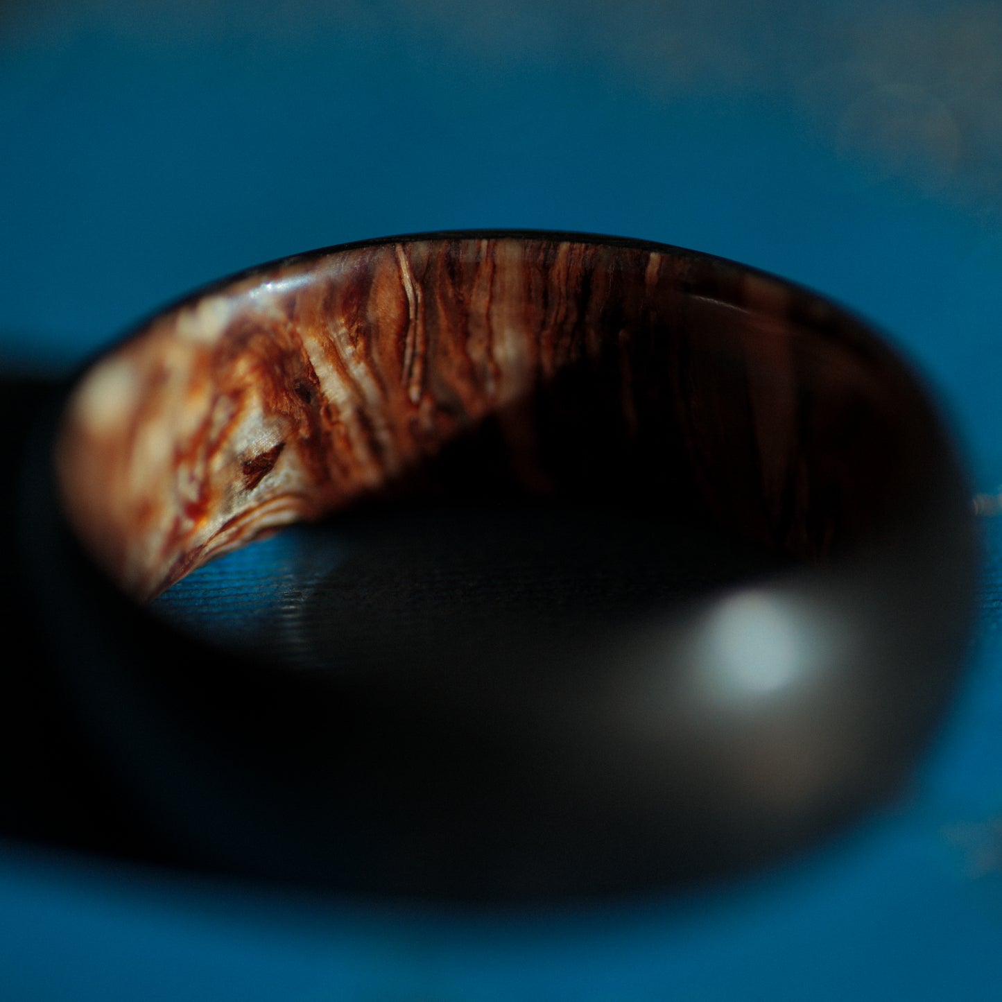 Hemp Fiber Wood and Forged Carbon Fiber Mens Wedding Band
