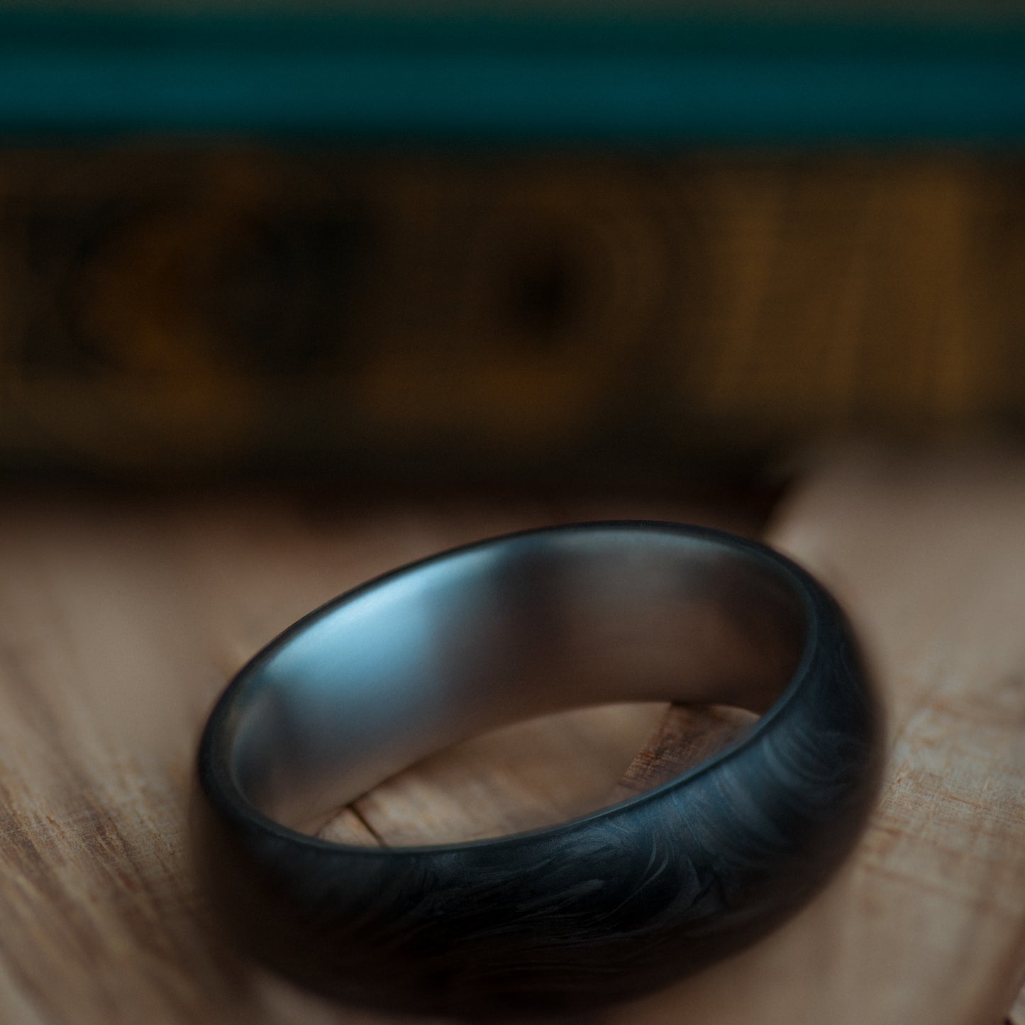 Titanium and Forged Carbon Fiber Mens Wedding Band
