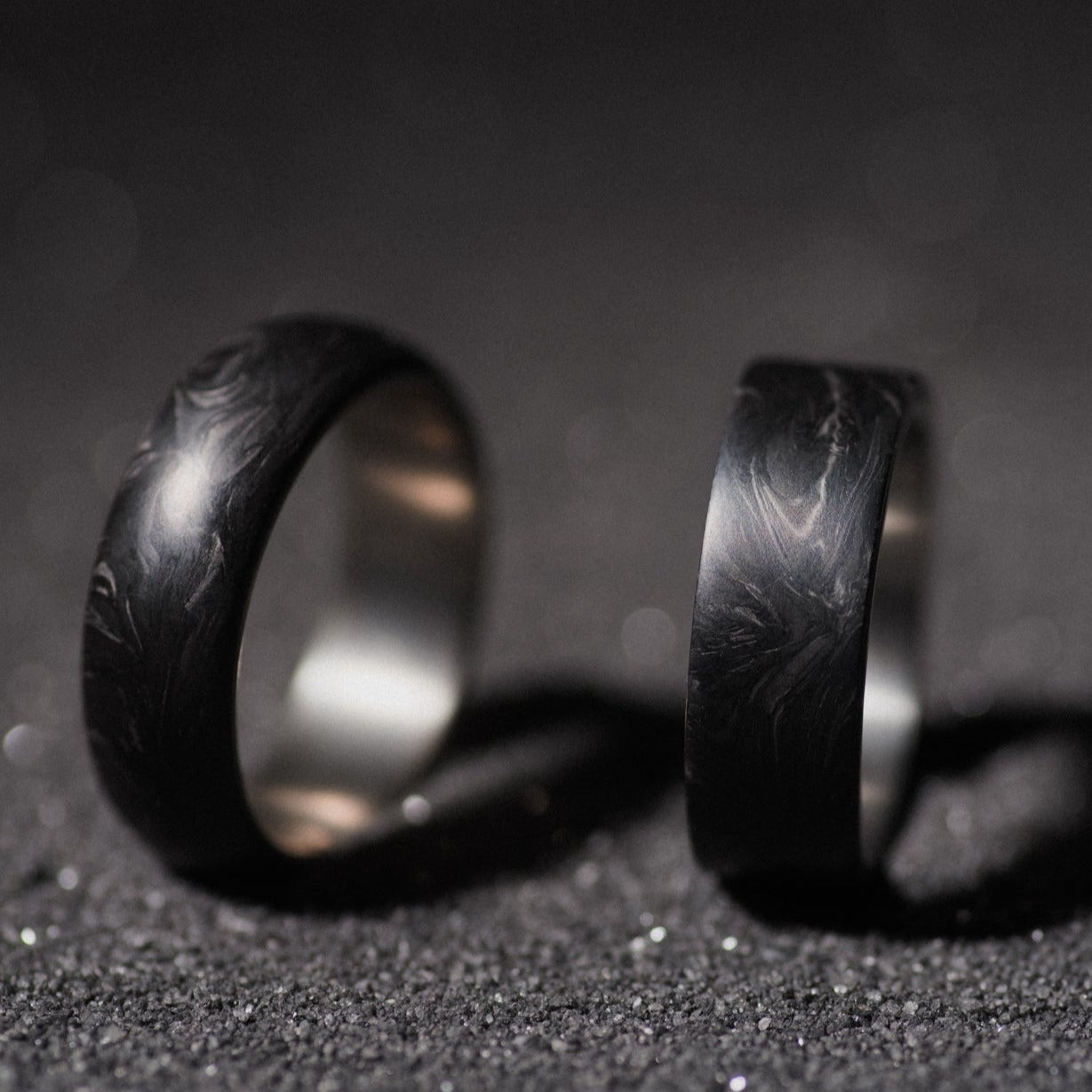 Titanium and Forged Carbon Fiber Mens Wedding Band