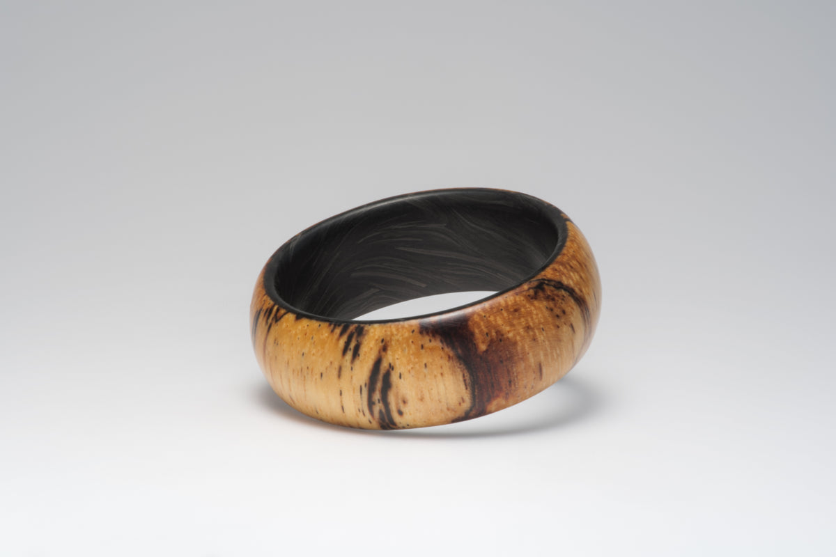 Spalted Tamarind & Forged Carbon Fiber - Mens Wedding Band