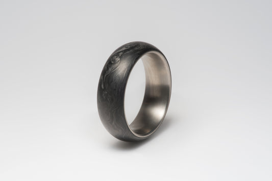 Titanium and Forged Carbon Fiber Mens Wedding Band