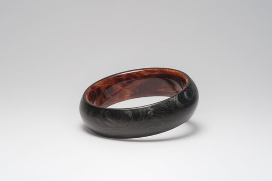 Mens Wedding Band - Redwood Burl & Forged Carbon Fiber