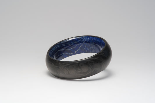 Blue Box Elder Burl and Forged Carbon Fiber Mens Wedding Band