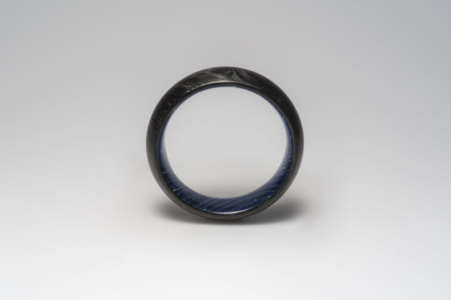 Blue Box Elder Burl and Forged Carbon Fiber Mens Wedding Band