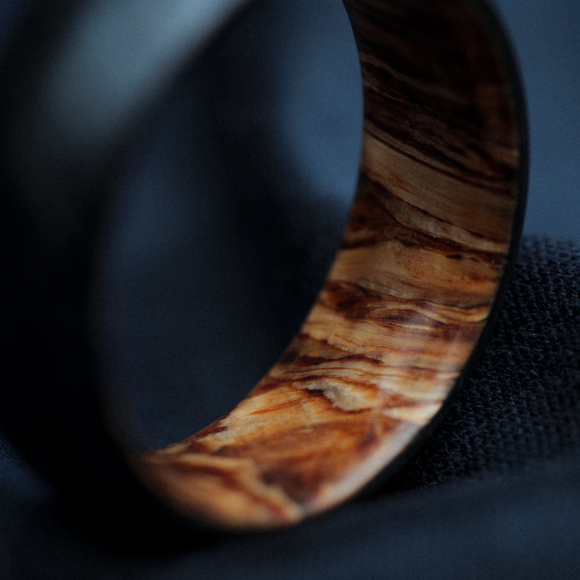 Hemp Fiber Wood and Forged Carbon Fiber Mens Wedding Band
