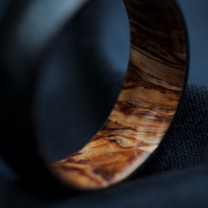 Hemp Fiber Wood and Forged Carbon Fiber Mens Wedding Band