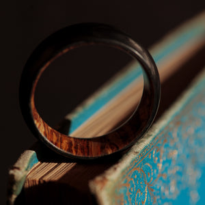 Hemp Fiber Wood and Forged Carbon Fiber Mens Wedding Band