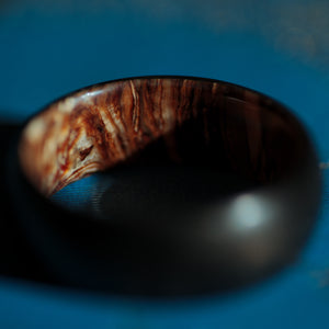 Hemp Fiber Wood and Forged Carbon Fiber Mens Wedding Band