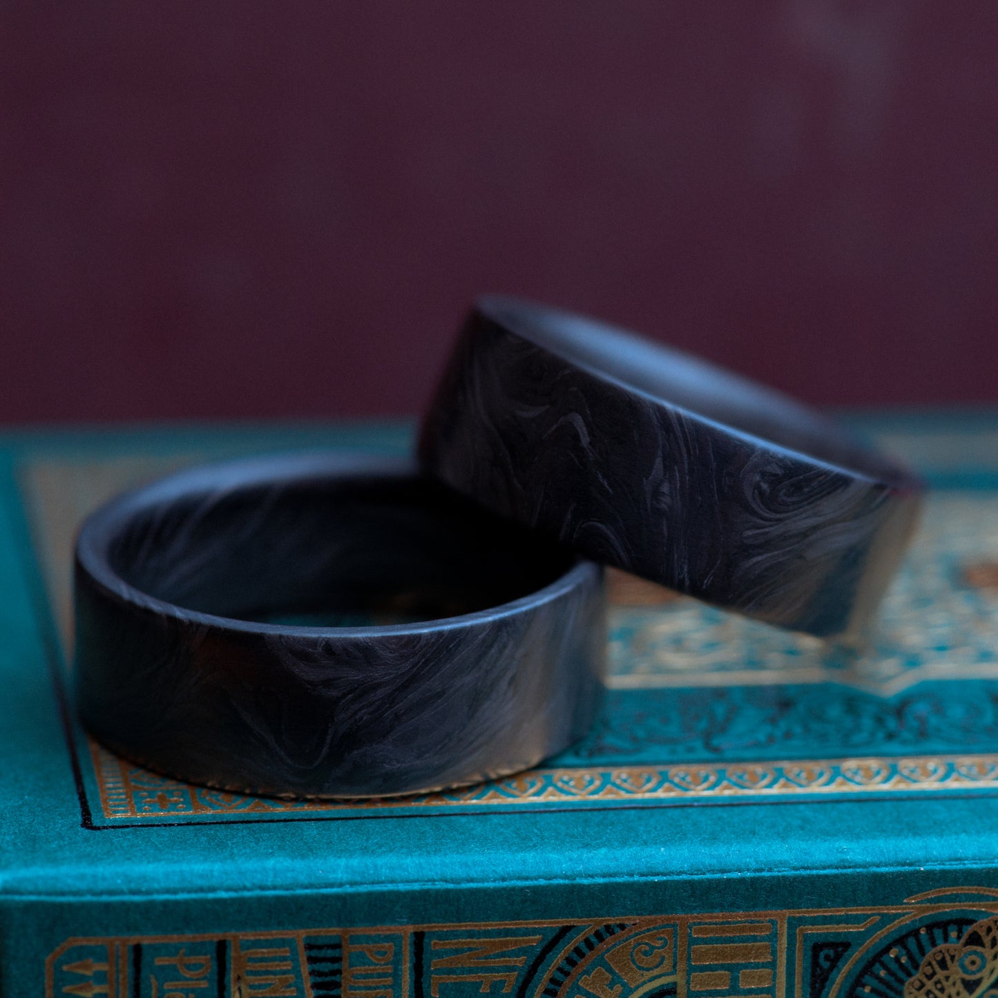 Flat Forged Carbon Fiber Mens Wedding Band