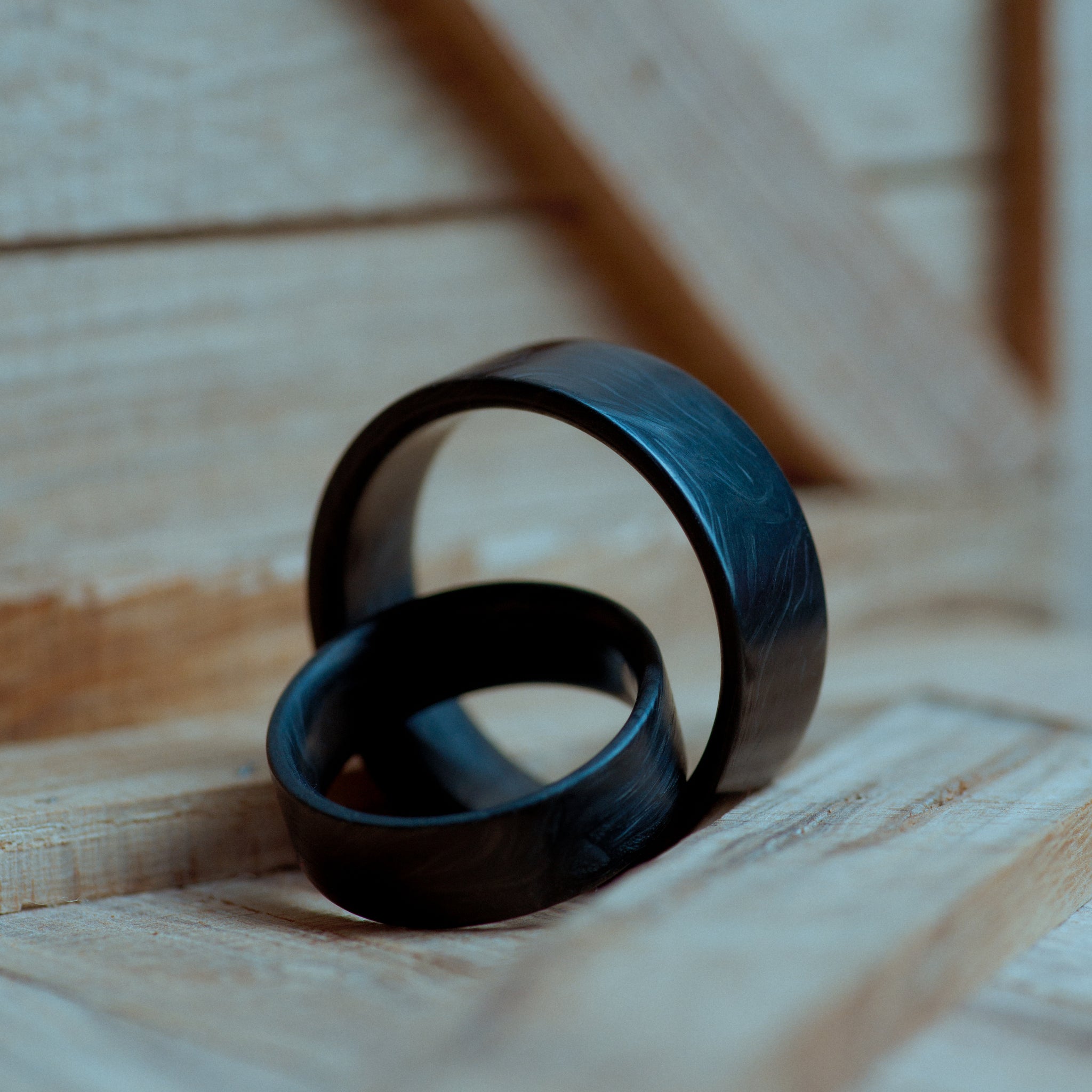 Flat Forged Carbon Fiber Mens Wedding Band