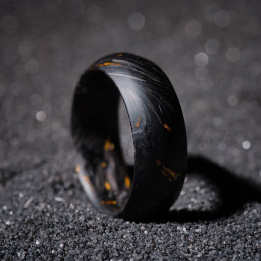 Gold and Forged Carbon Fiber Mens Wedding Band