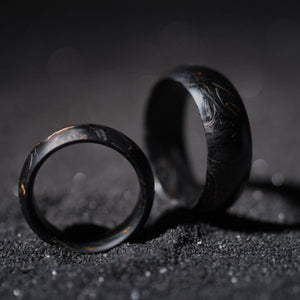 Gold and Forged Carbon Fiber Mens Wedding Band