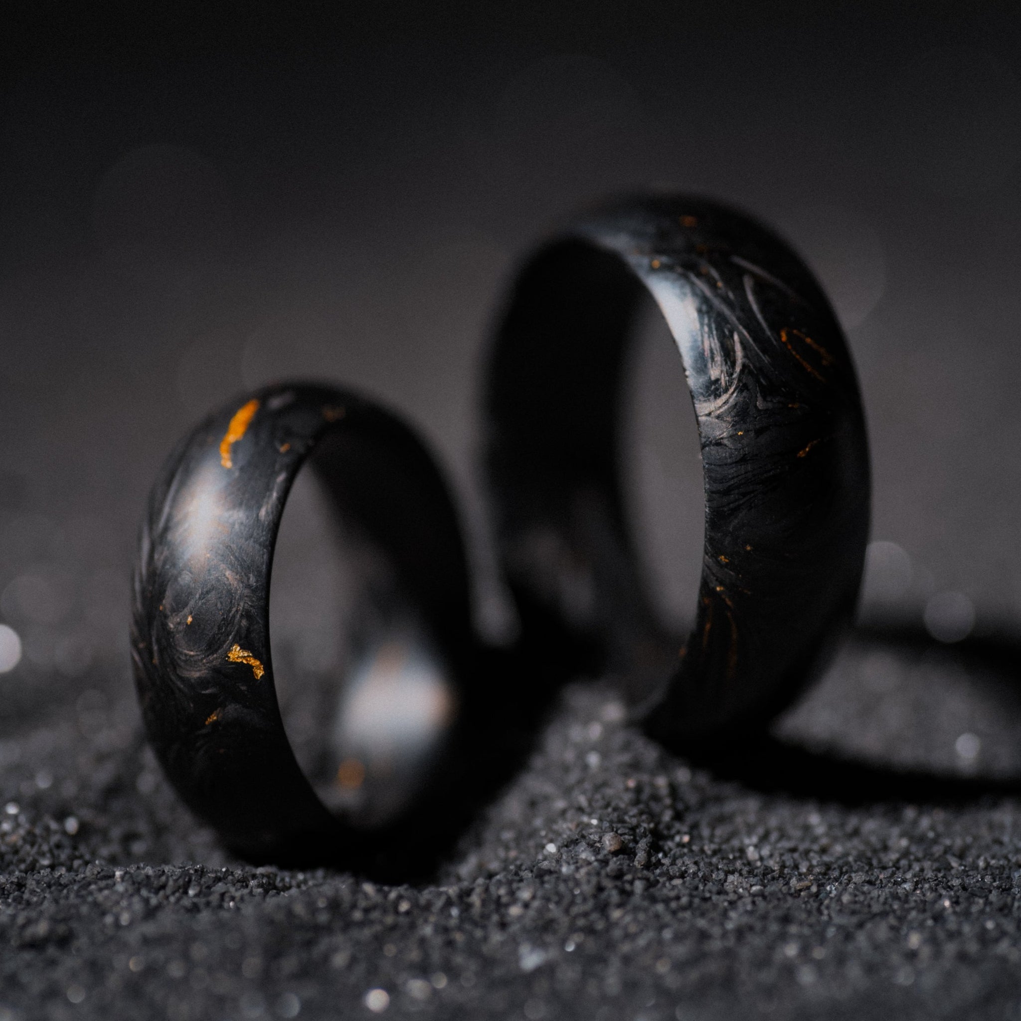 Gold and Forged Carbon Fiber Mens Wedding Band