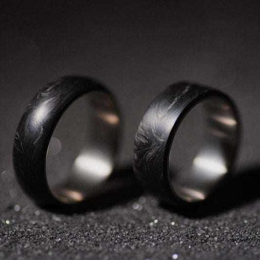 Titanium and Forged Carbon Fiber Mens Wedding Band