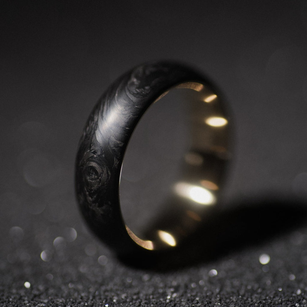 Brass  and Forged Carbon Fiber Mens Wedding Band