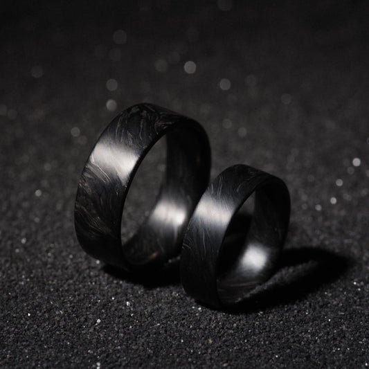 Flat Forged Carbon Fiber Mens Wedding Band